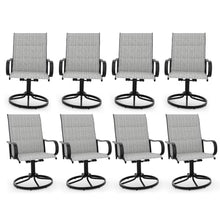 Garvee Patio Swivel Chair Set of 8 Outdoor Dining Chair Padded Mesh Grey