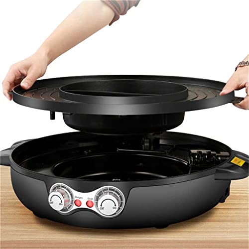 TEOYETTSF Smokeless Grill Electric Hot Pot Barbecue Machine Large Capacity Temperature Split Home BBQ