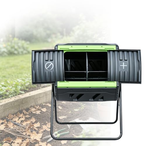 Dual Chamber Tumbling Composter Bin for Backyard Garden
