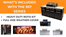 Mont Alpi Premium 70"W Black Stainless Steel Compact Outdoor Kitchen Island with 32"W 4-Burner BBQ Gas Grill + Universal Flat Top Griddle + Pizza Peel + Cleaning Brush + Spatulas + Tongs + Scraper