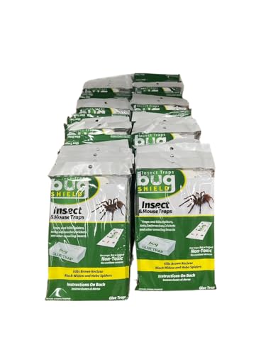 Bug Shield Sticky Glue Traps 12 Pack Glue Boards, Bulk Pack 50 Boxes / 600 Bug Traps. All Types of Incets, Spiders, Cockroaches, Ants, Cave Crickets, and More.Professional Strength Glue.