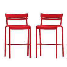 Flash Furniture Commercial Grade Metal Indoor/Outdoor Barstool, Red, 2-Pack