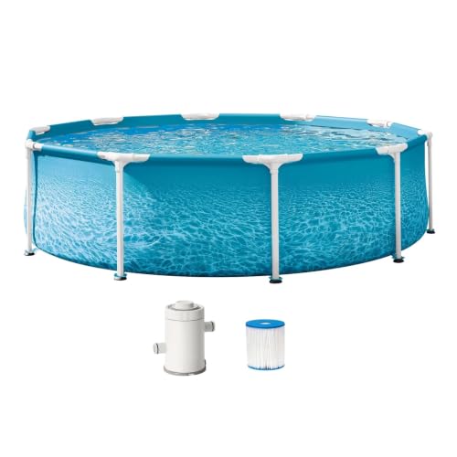10 Foot × 30 Inch Wave Style Metal Frame Above Ground Pool Kit