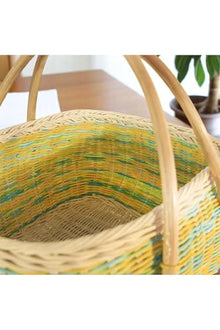 Handmade Woven Picnic Basket Organizer 18x14 inches Rattan Oval Decorative Storage - Multicolor