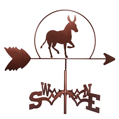 Donkey Roofs Weathervane Iron Art Decor, Creative Animal Wind Vane Wind Direction Indicator for Outdoor Yard Lawns Gardens Backyards Sheds Ornament Measuring Tool