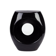 LINKIO Garden Stool Decorative Ceramic Garden Stool, Black Hollow Design, High Temperature Porcelain Ottomans