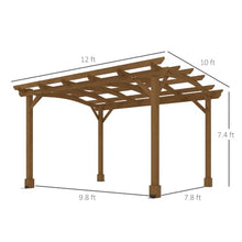 Outsunny 10' x 12' Outdoor Pergola with Arched Roof Wood Gazebo Dark Brown