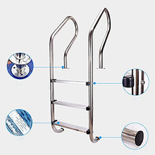 Swimming Pool Handrail 304 Stainless Steel Pool Stair Railing with 3 Non-Slip Steps for Indoor and Outdoor Private Pool Ladder/Silver / 1mm (Silver 1mm) (Silver 1.2mm)