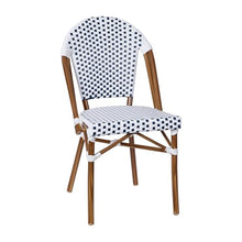 EMMA + OLIVER White/Navy Indoor/Outdoor Bistro Table Set with 4 Chairs