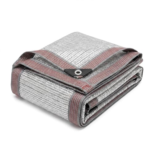 PIPRE 40x50FT 95% Aluminum Shade Cloth for Cars- Reflective Aluminium Shade Netting Sun Shade Cover with Grommets for Cars, Dogs, Outdoor, RV, Patio(Silver)