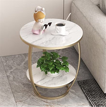 POLGDW Rock Slab Tea Table Small Coffee Table Sofa Round Corner Table Balcony Small Round Table Small Household Side Table(Svart)