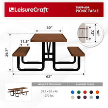 Leisure Craft 8 ft ADA Metal Picnic Table with Bench, Made in USA
