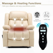 KTYUERGHK Beige Lay-Flat Power Lift Recliner with Massage & Heat