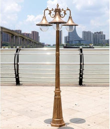 iumLeap Outdoor Lamp Post Light, 3-Head Garden Path Pillar Lamp, Aluminum Led Lantern Courtyard Bollard Path Lamp, Ip65 Waterproof Street Light,E27(Bronze-225CM88.5in)