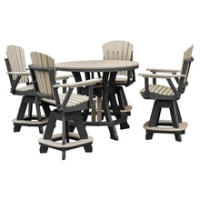 American Furniture Classics OS Home and Office Model CR130WWBK-K Five Piece Round Counter Height Dining Set in Weatherwood on a Black Base