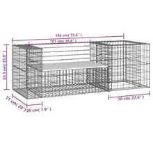 Fisinber 75.6"x75.6" Pine & Galvanized Gabion Outdoor Garden Bench Seats 2-3, Rustic Rectangle Seat for Patio, Lawn, Porch, Park, Untreated Brown Wood Finish for Backyard Conversations