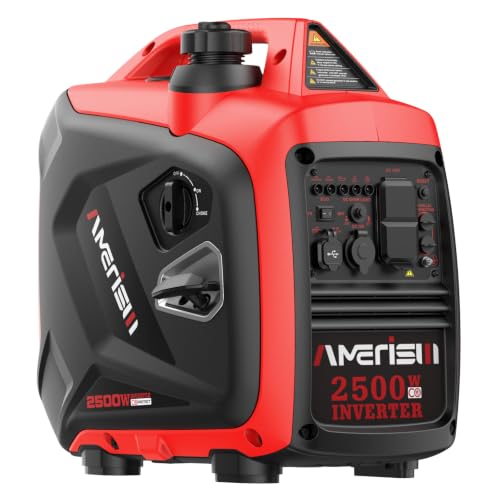 AMERISUN Portable Inverter Generator 2500W, Quiet Gas Power With CO Alarm