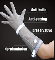 Cut Resistant Glove 32cm Long Stainless Steel Cut Resistant Gloves, Suitable for Slaughter, Kitchen, Garden, Outdoor Adventure Studio Gloves (Size : 2pcs/S)