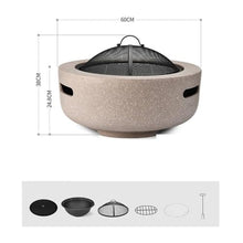Round Outdoor Fire Pit Table, Charcoal Brazier, BBQ Grill,Firepit