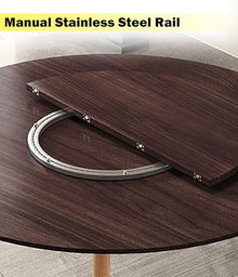 Innovz Foldable Table Top with Bifold Turntable, Wooden Round Tabletop 130~170 Cm, Temporary Replacement Dining Top No Leg, Fold-in-Quarter Bottom Banquet Desktop(Marble,1m/39in+1.5m/59in)