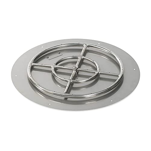 American Fireglass SS-RFPKIT-P-24 Propane 24" Round Stainless Steel Flat Pan with Spark Ignition Kit (18" Ring Burner Included)