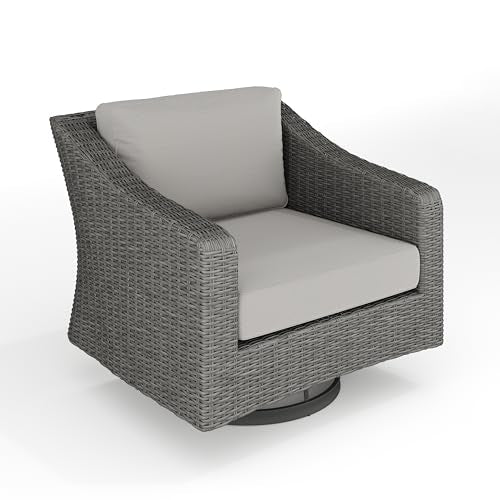 Martha Stewart Bedford Indoor/Outdoor Patio Swivel Chair, Gray
