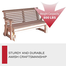 Amish Casual Heavy Duty 800 Lb Roll Back Pressure Treated Porch Glider with Cupholders (4 Foot, Semi Solid White Stain)