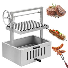 Charcoal Grill, Hand-Crank Adjustable Grate, Stainless Steel Outdoor Bbq 304StainlessSteel