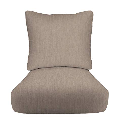 RSH DECOR: Sunbrella Deep Seating Cushion with Pillow Back | 26” x 30” Seat | Water and Fade-Resistant Performance Fabric | Outdoor Chair Cushion Set for Patio Furniture | Spectrum Dove - Made in USA