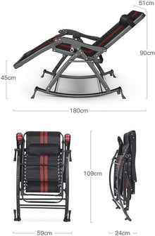 Rocking Chair Balcony Rocking Chair for Seniors Handrail with Massage Roller Folding Adult Nap Chair with Metal Buckle Multi-Purpose Leisure Rocking Chair for Patio Deck