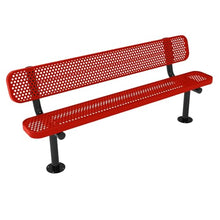COATEDOUTDOORFURNITURE Bench, Red, Punched, 6Ft, with Back, Surface