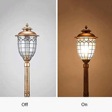 Lights Outdoor Stripe Glass High Pole Light Lantern E27 Retro IP55 Waterproof Outdoor Street Post Light Lawn Garden Metal Aluminum Pillar Light Park Path Lighting Column Lamp Stadium (Color : Black)