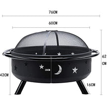 SLGGPJBU Portable Fire Pit & Bowl, Large Outdoor Fire Pit w/Spark Screen & Handle Ring, Bonfire Wood Burning Heating Basin, Round Firepit Heater