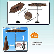 OGMOYT Garden P,Round P with Bent Umbrella Pole Led Courtyard P Without Base Solar Light Umbrella Portable Market Dining Table P for Beach Garden,Browned2.0M