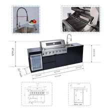 96" 6-Burner Outdoor Kitchen Island Modular BBQ Grill Black&Sivler LPG