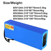 HJGHY 60V 12Ah 15Ah 20Ah 25Ah 30Ah Lithium Battery Pack 60V Rechargeable Battery with Charger 60 Volt PVC Lithium Battery for 720W-1800W Motor Kits,Plug2 60v25ah