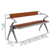 HYgloF Patio Benches Park Outdoor Steel Bench, Wooden Double Chair, Garden Patio Lounge Backrest Seat Garden Bench(XL)