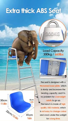 Tennis Volleyball Referee Chair Stand, 120 150 180 cm High Stainless Steel Lifeguard Chair for Pools Patio Lake Beach, Outdoor Extra Tall Life Guard Deck Chairs/Bar Stool w/Comfortable Seat(180cm/71in