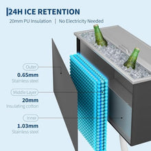 GarveeLife Drop in Ice Chest 120QT, SUS304 Stainless Steel Sliding Cover 24H Non-Electric Insulation, Recessed Outdoor Kitchen Ice Cooler with Drain Pipe & Plug, 36"Lx18"Wx14"H, for Wine Beer Party