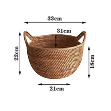 Storage Basket,Picnic Creative Round Wicker with Handle Rattan Fruit and Vegetable Hamper for Camping and Outdoor Party