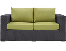 Modway Convene Wicker Rattan Outdoor Patio Loveseat in Espresso Peridot