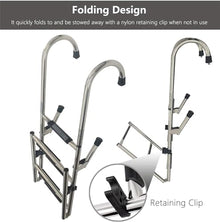 SAeWare Pontoon Marine Ladder 5-Step Foldable Swimming Pool Ladder Pontoon with Wide Rung Stainless Steel Drop Boarding Ladders