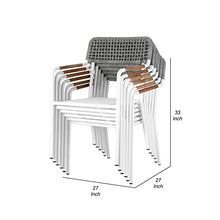 Benjara Shia 22 Inch 4 Side Chair and 2 Armchair Set, Crisp Aluminum Frames, White and Gray