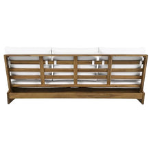 Christopher Knight Home Wicos Modern Acacia Wood Outdoor Sofa with Cushion, Wood Patio Sofa Chair Armless Design, Garden Backyard Outdoor Lounge Sofa Couch with Water-Resistant Cushion, Teak+White