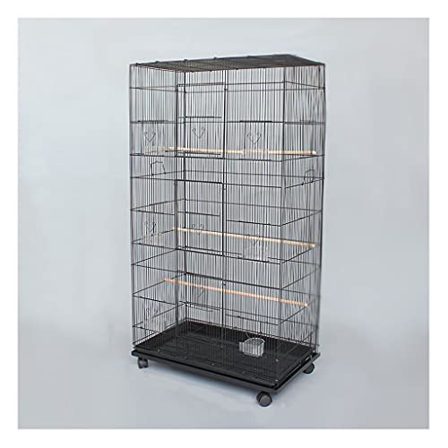 QTBH Flight Cage Large Parrot Cage Home Bird Cage Large Paired Cage Pigeon Budgerigar Breeding Cage Suitable for Bird Breeding Canary Parakeet Love Bird Bird Cage (Color : Black)