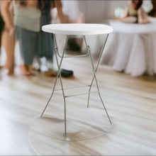 PRO&Family 32 Inch Round Cocktail Table - Foldable Bar Height Table White - Great for Parties (4)