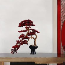 QWERAXZG Chinese Rhododendron Root Crafts Simulation Red Pine Tree Decorations for Entrance Tables