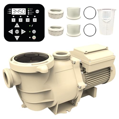 SWIMLINE HYDROTOOLS Variable Speed Swimming Pool Pump For Inground & Above Ground Pools | 3.0 HP, 9720 GPH Self Priming Filter Pumps | 230 V, LED Control Panel, 2-4 Flow Speeds, Strainer Basket, DOE
