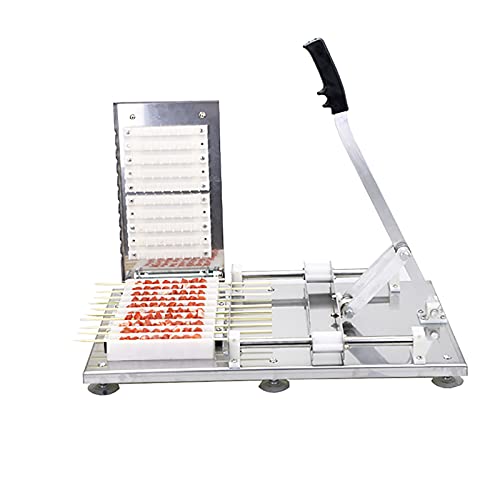 GAZOGJ Stainless Steel Manual Meat Mutton Kebab Skewer Machine, Normal Commercial Meat String Machine, High Eefficiency Semi-Automatic Wear Mutton String Making Machine BBQ Skewer Ma