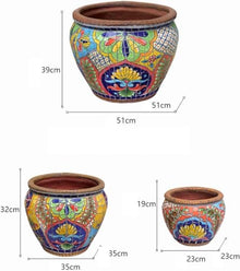 Flower pots Artistic Color Painting Landscape Pattern Planter CreativeCeramics Outdoor Flower Pot Vintage Garden Patio Balcony Decor Plant Pot Hallway Corridor Planters-L (Size : M), Medium (One Col